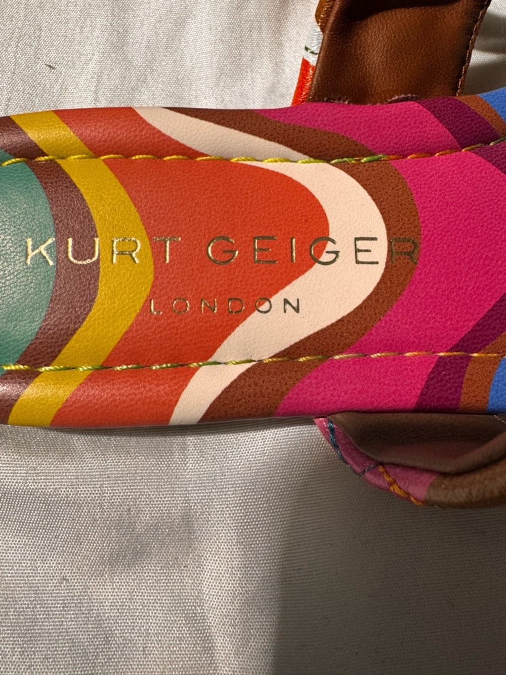Kurt Geiger Kensington T-Bar Leather Sandals Size 38.5 (US 8–8.5) NWOB Vacation - Picture 3 of 12